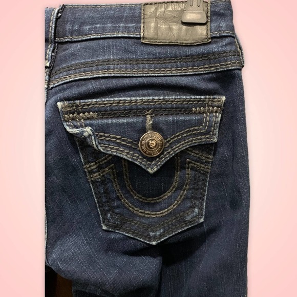 True Religion Jeans Billy Big QT Straight Women's Size 26 Dark Wash Button Flap - Picture 7 of 10